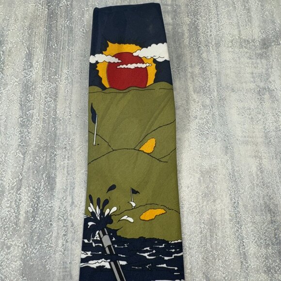 Vintage Droopy Dog Scuba Golf Blue Neck Tie Ocean - Picture 2 of 8